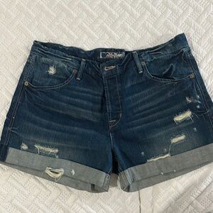 Hudson Jeans Blue Distressed Jean Shorts with Rolled Cuffs